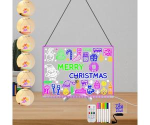 Lavagna luminosa a LED, in acrilico, per scrivere messaggi, 7 evidenziatori, 7 colori, per cambiare telecomando, dimming, menu, lista delle cose da fare per casa, ufficio, scuola (15 × 11")
