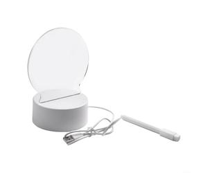 Lavagna luminosa notturna in acrilico trasparente con penna integrata per messaggi temporanei e funzione di illuminazione ambientale (circolare)