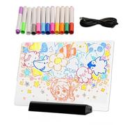 Lavagna luminosa per bambini - Portatile con pennarelli cancellabili RGB e 12 colori, luce a LED da leggere | Strumento creativo multicolore, arte della scuola domestica, ideale per incoraggiare