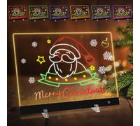 Lavagna Luminosa per Disegnare, 5 Modalità & 6 Colori Lavagnetta in Acrilico con Luci LED, 20x30cm Lavagna Promemoria LED, Tavoletta Grafica Bambini con Penna a 7 Colori, Catena, Supporto