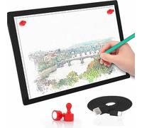 Lavagna luminosa per disegnare A4, Tavoletta LED ricaricabile con luminosità regolabile, ultra sottile e portatile per artisti, schizzi, tracciamento, bambini(nero)