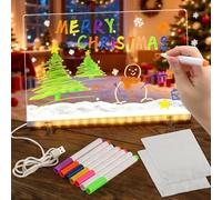 Lavagna Luminosa per Disegnare, Lavagna a LED Con 7 Colori Penna e Supporto, Lavabile e Riutilizzabile, Lavagna da Disegno a LED, per Bambini, Scuola, Bar, 30x20 cm