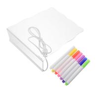 Lavagna Luminosa Trasparente Cancellabile 7 Colori con LED Integrati | Superficie Riscrivibile, Resistente Agli Urti, per Venditori Mobili e Bancarelle, con Pennarelli e Gomma