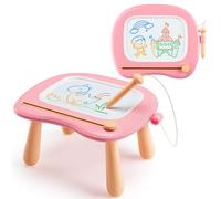 Lavagna magica giocattolo per bambini a partire da 1 anno, lavagna magnetica colorata con 4 gambe, giocattolo educativo per bambini 1 2 3 4 5 anni, tavolo da disegno giocattolo educativo (rosa)