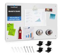Lavagna magnetica 42 x 30 cm, A3, lavagna magnetica magnetica, antigraffio, in acciaio inox, autoadesiva, per lavagna, ufficio, cucina, frigorifero, appunti e foto (bianco)
