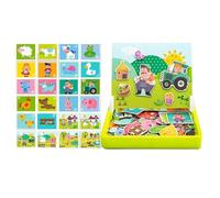Lavagna magnetica a doppio lato, attività a tema fattoria, gioco educativo con pezzi interattivi, kit di gioco creativo portatile per bambini, età prescolare e istruzione