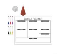 Lavagna magnetica cancellabile per frigorifero, planner settimanale con 6 pennarelli, asciugamano e ventosa, organizer da cucina flessibile in PVC 76 x (D)