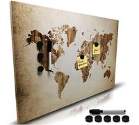 Lavagna Magnetica Cartina Vintage 60 x 40 cm 1 Pennarello Cancellabile 5 Magneti