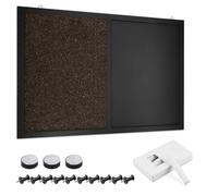 Navaris Lavagnetta Combinata Gesso e Sughero - Combo Lavagna Nera Magnetica e Bacheca in Sughero 90x60 cm con Gessi Magneti e Spilli - Memo Board