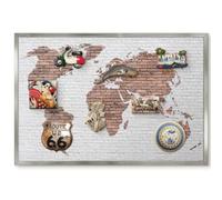 Lavagna Magnetica Compatta da Cucina 60x40 Mappa dei mattoni Cornice Argento