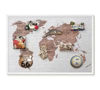 Lavagna Magnetica Compatta da Cucina 60x40 Mappa dei mattoni Cornice Bianca