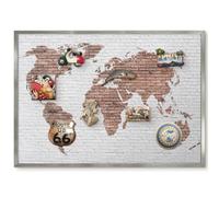 Lavagna Magnetica Compatta da Cucina 70x50 Mappa dei mattoni Cornice Argento