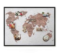 Lavagna Magnetica Compatta da Cucina 80x60 Mappa dei mattoni Cornice Nero
