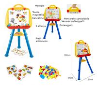 Lavagna Magnetica con Cavalletto 3 altezze Pennarelli Magneti Spugna Bambini