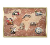 Lavagna Magnetica da Appendere 60x40 Mappa dei mattoni Cornice Oro