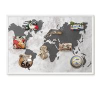 Lavagna Magnetica da Appendere 60x40 Mappa del mondo Cornice Bianca | Bacheca Magnetica | Pannello Calamitato | da Parete | Organizer | Planning Ufficio | Calamite | Porta Foto | Lista Spesa