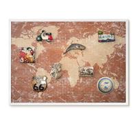 Lavagna Magnetica da Appendere 70x50 Mappa dei mattoni Cornice Bianca