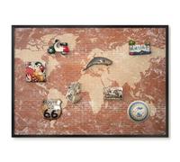 Lavagna Magnetica da Appendere 70x50 Mappa dei mattoni Cornice Nero