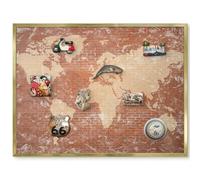 Lavagna Magnetica da Appendere 80x60 Mappa dei mattoni Cornice Oro