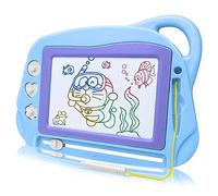 Lavagna Magnetica da Disegno Lavagne Magiche per Bambini, Dimensioni da Viaggio Lavagna da Disegno Colorata Lavagna da Disegno Magnetica Magia Giocattolo Creativo Con 3 Timbri per 3 4 5 Anni, Blu