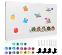 Lavagna Magnetica da Parete, 43 × 30cm Lavagnetta Magnetica per calamite, Porta Calamites da Parete, bacheca magnetica, Calamite Lavagnetta Metallica Cucina Cancellabile(Bianca)