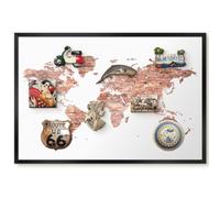 Lavagna Magnetica da Parete 60x40 Mappa dei mattoni Cornice Nero