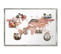 Lavagna Magnetica da Parete 70x50 Mappa dei mattoni Cornice Argento