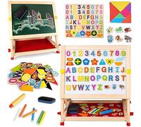 Lavagna magnetica da tavolo in legno per bambini con lettere numeri e altri accessori per ragazzi e ragazze dai 3 ai 4 5 6 7 8 anni
