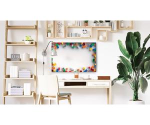 Lavagna magnetica in acciaio MATTONCINI COSTRUZIONI CON MATTONCINI 90x60 cm MetalBoards lastra con stampa adatta per tutti i tipi di calamite + set di accessori GRATIS