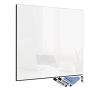 Lavagna magnetica in vetro, 60 x 60 cm, lavagna bianca scrivibile quadrata magnetica cucina ufficio con accessori per agenda settimanale lavabile con un panno decorativo, lavagna bianca