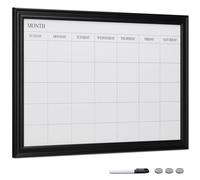 Navaris Lavagna Magnetica Memo Board - Lavagnetta Bianca 75 x 50 cm con Magneti Pennarello - Bacheca Settimanale Scrivibile - Whiteboard Week Organizer - Cornice Nera MDF