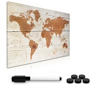 Navaris Memo Board Lavagna Magnetica 40x60cm - Lavagnetta Scrivibile Cancellabile con 1x Pennarello e 5X Calamite - Bacheca Design World Map Vintage