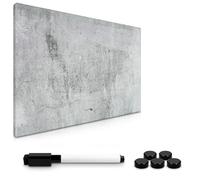 Navaris Lavagna Magnetica - Bacheca 60x40cm - Pannello Magnetico da Parete per Calamite Scrivibile Cancellabile con 1x Pennarello e 5X Calamite - Design Concrete Wall