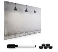 Navaris Memo Board Lavagna Magnetica 40x60cm - Lavagnetta Scrivibile Cancellabile con 1x Pennarello e 5X Calamite - Bacheca Design Mattoni Industrial