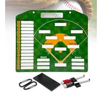 Lavagna magnetica per allenatori di baseball, lavagna per allenatori bifacciale cancellabile a secco da 35 x 30 cm, con penne cancellabili, clip per penne, moschettoni e magneti