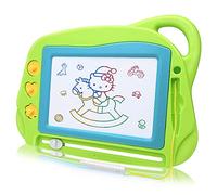 Lavagna Magnetica per Bambini, 4 Colori Colorati Lavagnetta Magica Portatile Cancellabile con 3 Timbri Magnetici e 1 Penna-Giocattoli da Disegno Dimensioni da Viaggio per Bambini 2 3 4 5 Anni- Blu