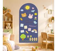 Lavagna magnetica per bambini, autoadesiva, 100 x 45 cm, con pennarelli a gesso colorati e panno per la pulizia, gioco educativo Montessori, lavagna magnetica per ragazzi e ragazze (grigio)