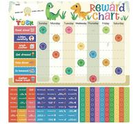 Lavagna magnetica per bambini con 52 compiti e 120 magneti a stella, pianificatore settimanale, sistema di ricompensa per routine comportamento, più autonomo (ino)