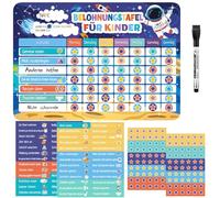 Lavagna magnetica per bambini, lavagna magnetica con 52 compiti e 120 magneti a stella, sistema di ricompensa per routine comportamento vasino (pianeta spaziale)