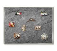 Lavagna Magnetica per Home Office 80x60 Pietra grigia Cornice Argento