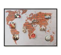 Lavagna Magnetica per Presentazioni 100x70 Mappa dei mattoni Cornice Nero