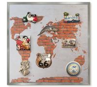 Lavagna Magnetica per Presentazioni 50x50 Mappa dei mattoni Cornice Argento