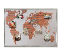 Lavagna Magnetica per Presentazioni 70x50 Mappa dei mattoni Cornice Argento