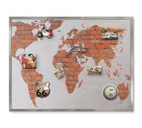 Lavagna Magnetica per Presentazioni 80x60 Mappa dei mattoni Cornice Argento