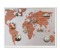 Lavagna Magnetica per Presentazioni 80x60 Mappa dei mattoni Cornice Bianca