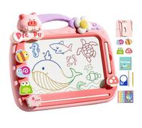 Lavagna magnetica scarabocchia magnetica, per bambini, lavagna magnetica per bambini, con 2 penne, lavagna per graffiti, formato multiuso da viaggio, giocattolo educativo precoce con 4 timbri per