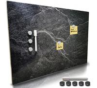 Lavagna Magnetica Scrivibile e Cancellabile da Parete, Lavagnetta con 5 Calamite e 1 Pennarello, Bacheca Memo Board a Muro Ideale Cucina, Soggiorno, Ingresso, 60 x 40 cm (Marmo Nero) Tutto ben organiz
