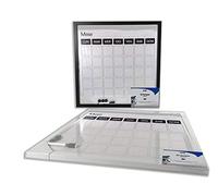 Lavagna Magnetica Settimanale 50x50 cm - Lavagnetta Bianca con Magneti Pennarelli - Bacheca da muro Scrivibile - Weekly Planner Planning Settimanale Cornice legno