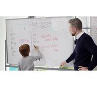 Lavagna magnetica SMALTATA cancellabile a secco mobile a due lati su supporto orientabile con rotelle 170x100 cm