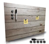 BAKAJI Lavagna Magnetica Scrivibile e Cancellabile da Parete, Lavagnetta con 5 Calamite e 1 Pennarello, Bacheca Memo Board a Muro Ideale Cucina, Soggiorno, Ingresso, 60 x 40 cm (Staccionata)